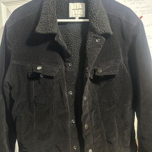 Jack & Jones Black Corduroy Sherpa Jacket